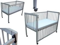 Micoland Kinderbett/Beistellbett/Babybett 2in1 120x60cm mit Matratze grau
