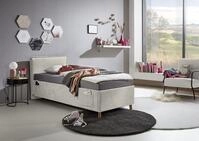 Meise M&ouml;bel Kinderbett Fun 90x200 cm | Bettgestell | Kopfteil glatt | Webstoff...