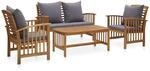 vidaXL Akazienholz Massiv Gartenm&ouml;bel 4-TLG. mit Auflagen Lounge Bank Stuhl...