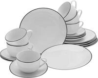 CreaTable, 13187, Serie Luna Black Line, 18-teiliges Geschirrset f&uuml;r 6...
