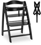 hauck Arketa Holz Hochstuhl Baby mitwachsend bis 130 kg, Blackwashed | 13-fach