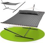 Juskys H&auml;ngematte Cata mit Gestell und Kissen - Outdoor Doppelh&auml;ngematte f&uuml;r 2