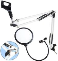 keepdrum NB35 WH Weiss Gelenkarm Mikrofonstativ + Popschutz Popfilter Weiss