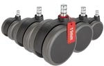 hjh OFFICE 619019 5er Set Rollen ROLO NO-Noise Schwarz 11mm x 75mm Drehstuhlrollen