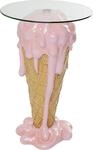 Kare Design Beistelltisch Icecream, Rosa/Braun, 48cm Durchmesser, Glastisch, Eiscreme