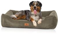 Knuffelwuff Hundebett aus Cord mit Handwebcharakter Olivia XL 105 x 75cm Khaki -
