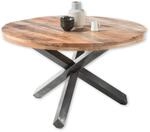 ACE Esstisch rund Massivholz Mango Esszimmertisch mit Metallgestell