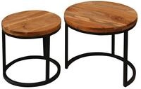 byLIVING Couchtisch Selma, Akazie Natur, Metall schwarz