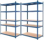 ECD Germany 2er Set Werkstattregal Schwerlastregal 200x100x50 cm Blau