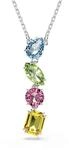 Swarovski Gema Halskette, Mehrfarbige, Rhodinierte Damenhalskette mit Y-Anh&auml;nger und