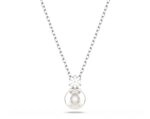 Swarovski Matrix Halskette, Wei&szlig;e, Rhodinierte Damenhalskette mit Anh&auml;nger,