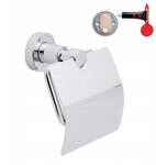 tesa LOXX Toilettenpapierhalter mit Deckel, verchromt - WC-Rollenhalter zur