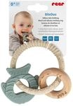 reer BiteDuo | Bei&szlig;ring aus Silikon und Holz, Zahnungshilfe mit Massagestrukturen,