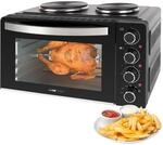 Clatronic&reg; Mini-Backofen mit Kochplatten und Drehspie&szlig; | gleichzeitig kochen u.