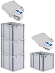 PROREGAL SuperSparSet 4x Eurobox NextGen Economy mit Scharnierdeckel & blauen