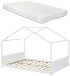 [en.casa] Kinderbett Simo Kleinkindbett mit Matratze in Haus-Optik Bodenbett