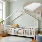 [en.casa] Kinderbett Treviolo mit Matratze 80x160 cm Wei&szlig;