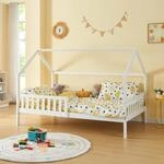 [en.casa] Kinderbett Ydre Hausbett Wei&szlig; 120 x 200 cm Holzbett mit...