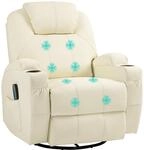 HOMCOM Relaxsessel mit Massagefunktion Fernsehsessel Wippfunktion Cremewei&szlig; 