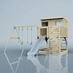PolarPlay Spielturm Nils aus Holz in Blau Kinderschaukel
