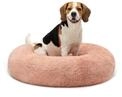 lionto Donutbett f&uuml;r Hunde & Katzen, Rundes Hundebett, &Oslash; 80 cm, Rosa | Flauschiges