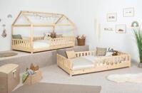 TiCAA 2 in 1 Bodenbett wandelbar mit abnehmbaren Dach 90x200 cm, 100x200 cm,...