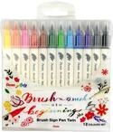 Pentel Brush Sign Pen Twin SESW30C Faserschreiber, 2 pinsel&auml;hnliche Spitzen,