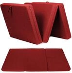 sunnypillow Premium Klappmatratze 120x195x15cm Rot, 4teil Faltmatratze | mit
