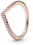 PANDORA Timeless Wishbone Funkelnder Rosafarbener Ring aus 14 Karat Ros&eacute;vergoldeter