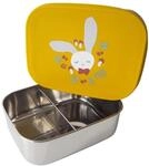 kikadu Brotdose Hase Senfgelb - Kindergeschirr, BPA-frei, 18/8 Edelstahl, mit