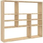 vidaXL Wandregal mit 10 offenen F&auml;chern H&auml;ngeregal Wandboard B&uuml;cherregal CD...