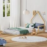 IDIMEX Bodenbett ELOA mit Hausdach 90x200 cm Natur Kiefer massiv,