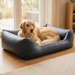 4L Textil Mario Orthop&auml;disches Hundebett Kunstleder gro&szlig;e Hunde Hundekorb | 120x90