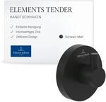 Villeroy & Boch Elements Tender Handtuchhaken, rund &ndash; Schwarz Matt | F&uuml;r