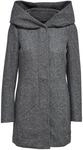 ONLY Damen Kurzmantel &Uuml;bergangsmantel (XS, Dark Grey Melange)