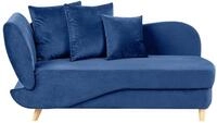 Chaiselongue Samt blau linksseitig mit Stauraum Kissen modern Meri II