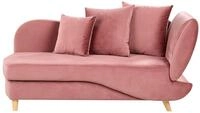 Beliani Chaiselongue Samt rosa rechtsseitig mit Stauraum Kissen modern Meri II