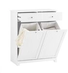 SoBuy Badezimmerschrank mit W&auml;schekorb, W&auml;scheschrank mit 2 Schubladen & 2