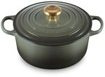 LE CREUSET Schmortopf, 24 cm, Thymian, goldfarbener Knopf