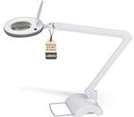 Lumeno LED Lupenleuchte 7218GR Lupenlampe mit 127 mm Echtglaslinse,