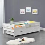 [en.casa] Kinderbett Borgarnes mit Rausfallschutz und Schubladen 90x200 cm...