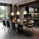 H&auml;ngelampe 3 flammig Metall Deckenlampe Glas Pendelleuchte rauchfarben
