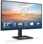 PHILIPS 27E1N1900AE 27 Zoll UHD USB Hub Monitor, 60Hz, IPS Panel, 4ms GtG, HDR10,