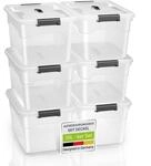 Juskys Aufbewahrungsbox mit Deckel - 6er Set Kunststoff Boxen 30l - Box gro&szlig;,
