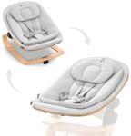 hauck Highchair Bouncer Eco, Light Grey - Babywippe mit Holzgestell - Ergonomische,