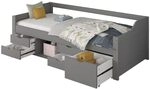 Home Deluxe Kinderbett Cosmos mit Schubladen und Matratze - 90 x 200 cm Grau