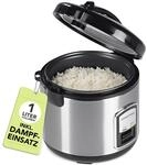 GOURMETmaxx Kompakt-Reiskocher & Dampfgarer, 1L, inkl. Dampfeinsatz, Gartopf,