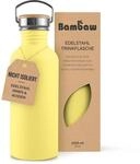 Bambaw Metall Trinkflasche 1l, Nicht-isolierte Trinkflasche Gelb, Auslaufsichere