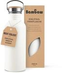 Bambaw Edelstahl Flasche 1l, Nicht-isolierte Trinkflasche Wei&szlig;, Trinkflasche 1l