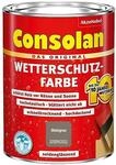 Consolan Wetterschutzfarbe, Deckender Holzschutz f&uuml;r Au&szlig;en, Steingrau, 750ml
